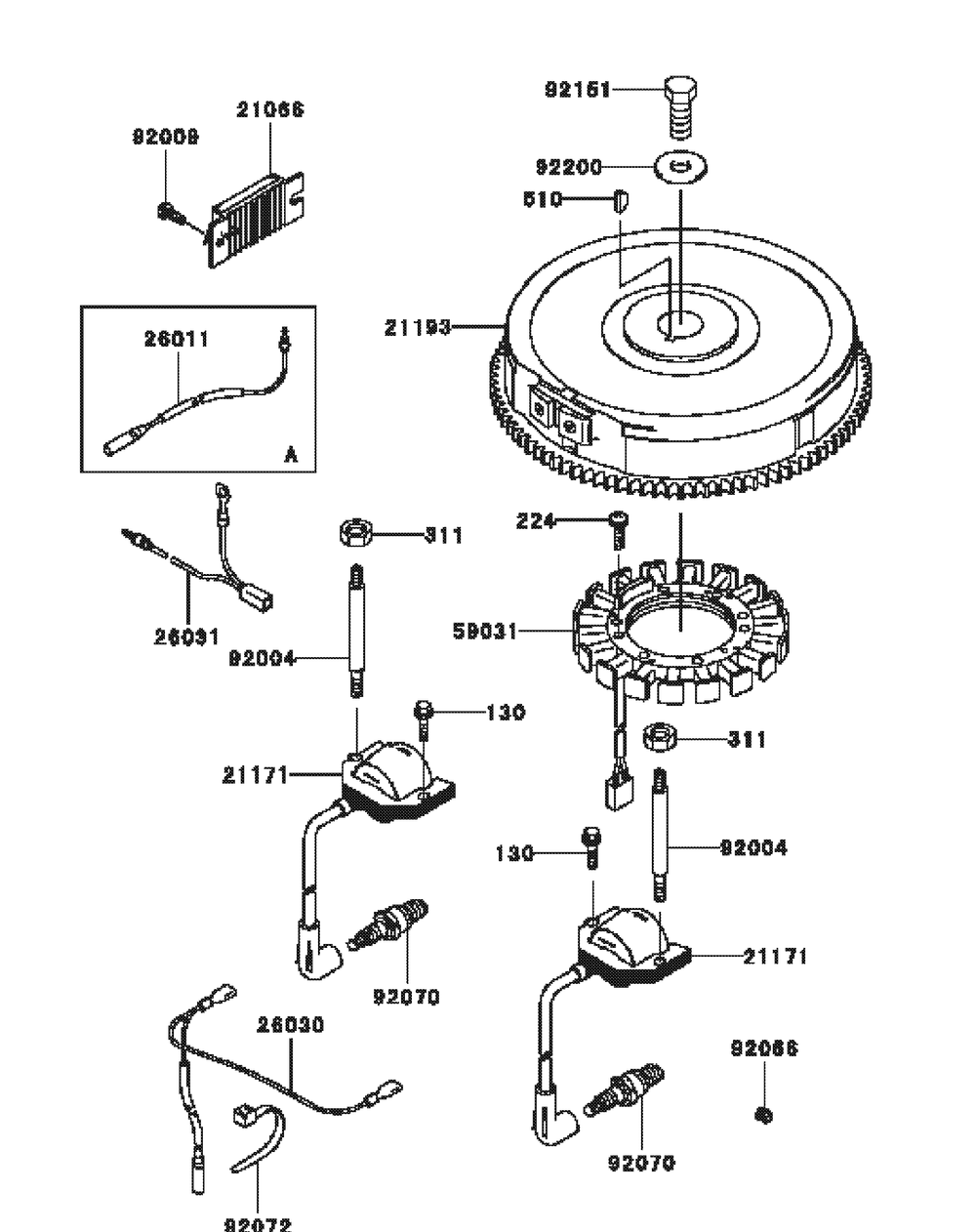 Kawasaki Fh721v-Bs24 Electric Equipment Diagram and Parts List for M54-KW 53AI8CT4050-25HP Cub Cadet Lawn Tractor